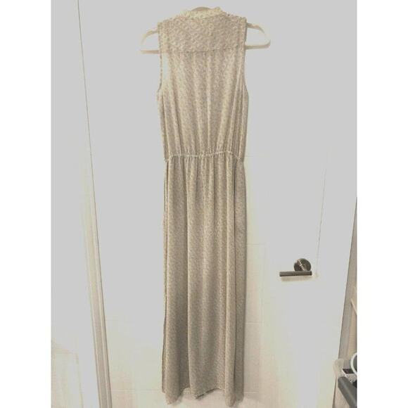 Michael Kors Flower Print Snap Closure Front-Slit Maxi Dress Size S Beige - Picture 2 of 8